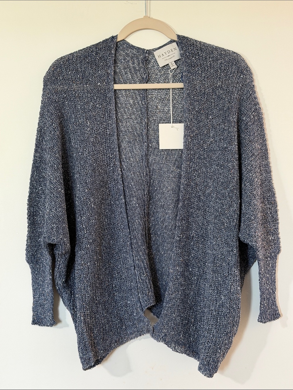 Hayden Navy Heather Open-Front Knit Cardigan